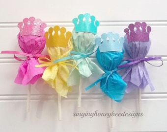 Princess pops, Princess sucker favors, princess lollipop party favors, princess cake toppers, princess birthday party, princess party favors