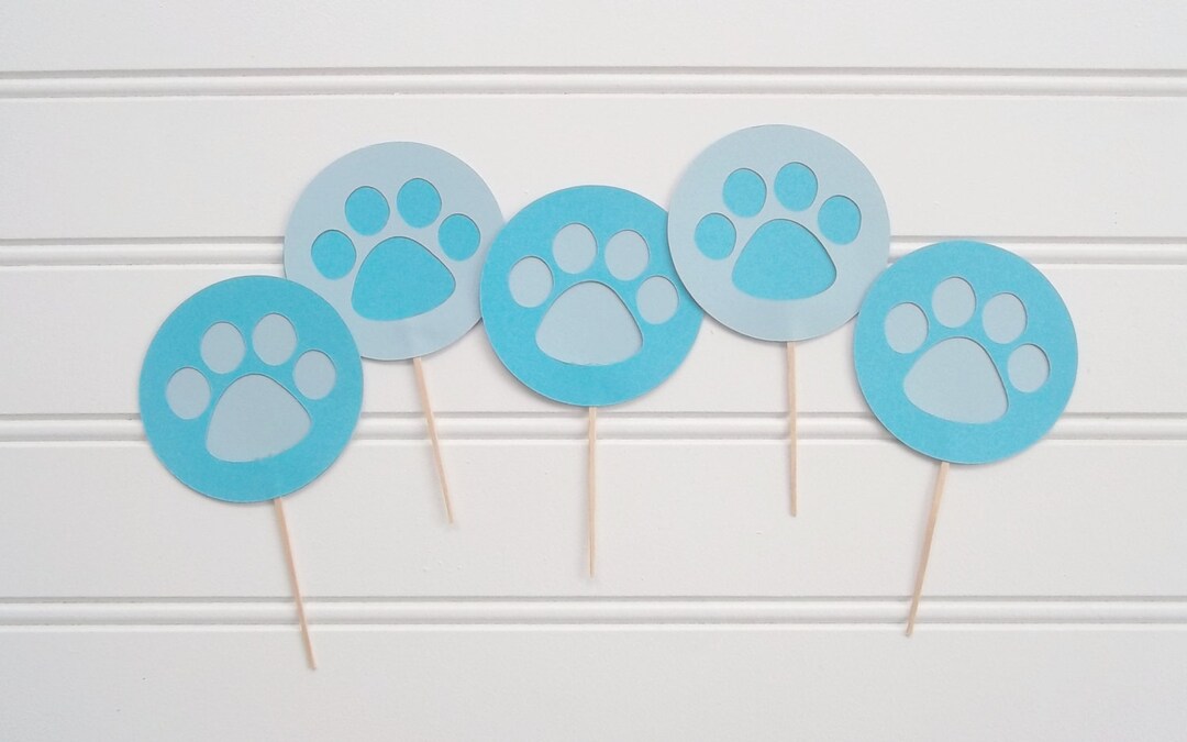 Paw Print Cupcake Toppers Birthday Pawty Cake Toppers Paw - Etsy