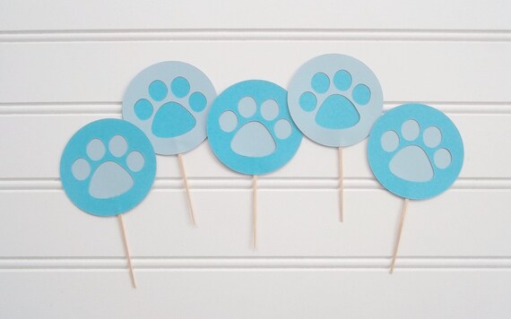 Paw Print cupcake toppers, birthday pawty cake toppers, paw print ...
