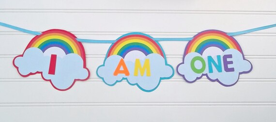 I am one rainbow banner, rainbow 1st birthday banner, rainbow birthday banner, rainbow baby shower, rainbow birthday party Il_570xn