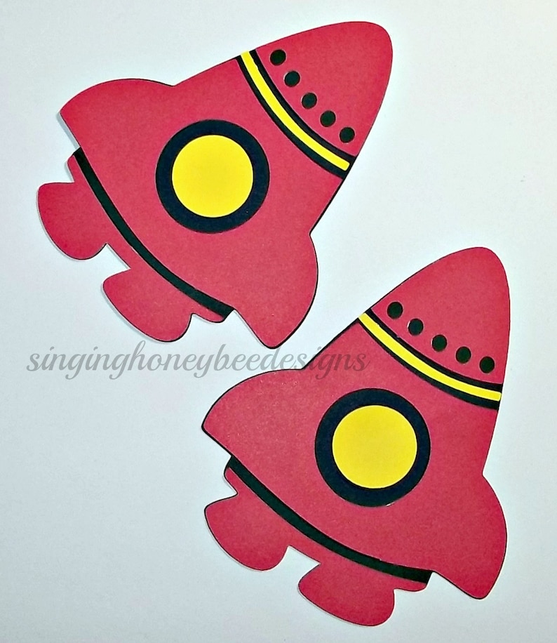 Rocket ship diecut, spaceship diecut, spaceship cutout, rocket ship embellishment, DIY space party, spaceship birthday, space baby shower image 3