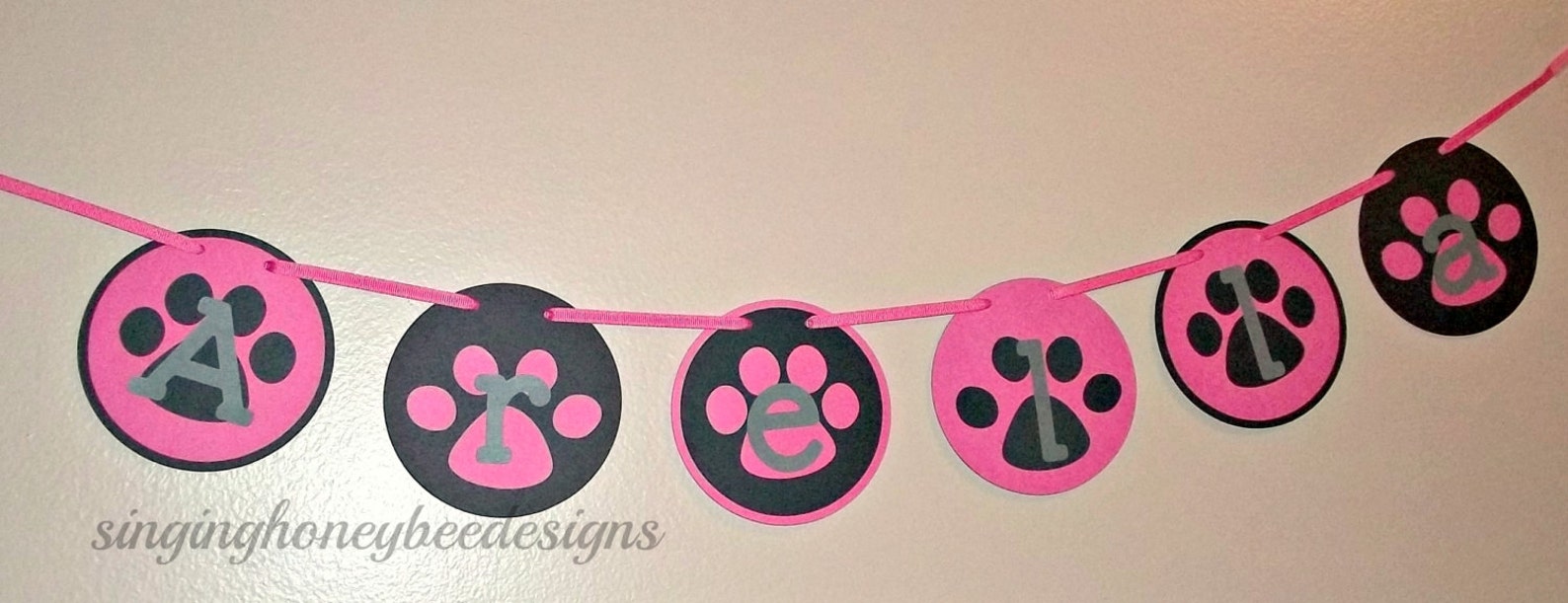 Paw Print Banner Kitty Birthday Party Puppy Birthday Party | Etsy