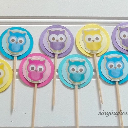 Owl Baby Shower Cupcake Toppers Printable Baby Shower Cup Cake Etsy