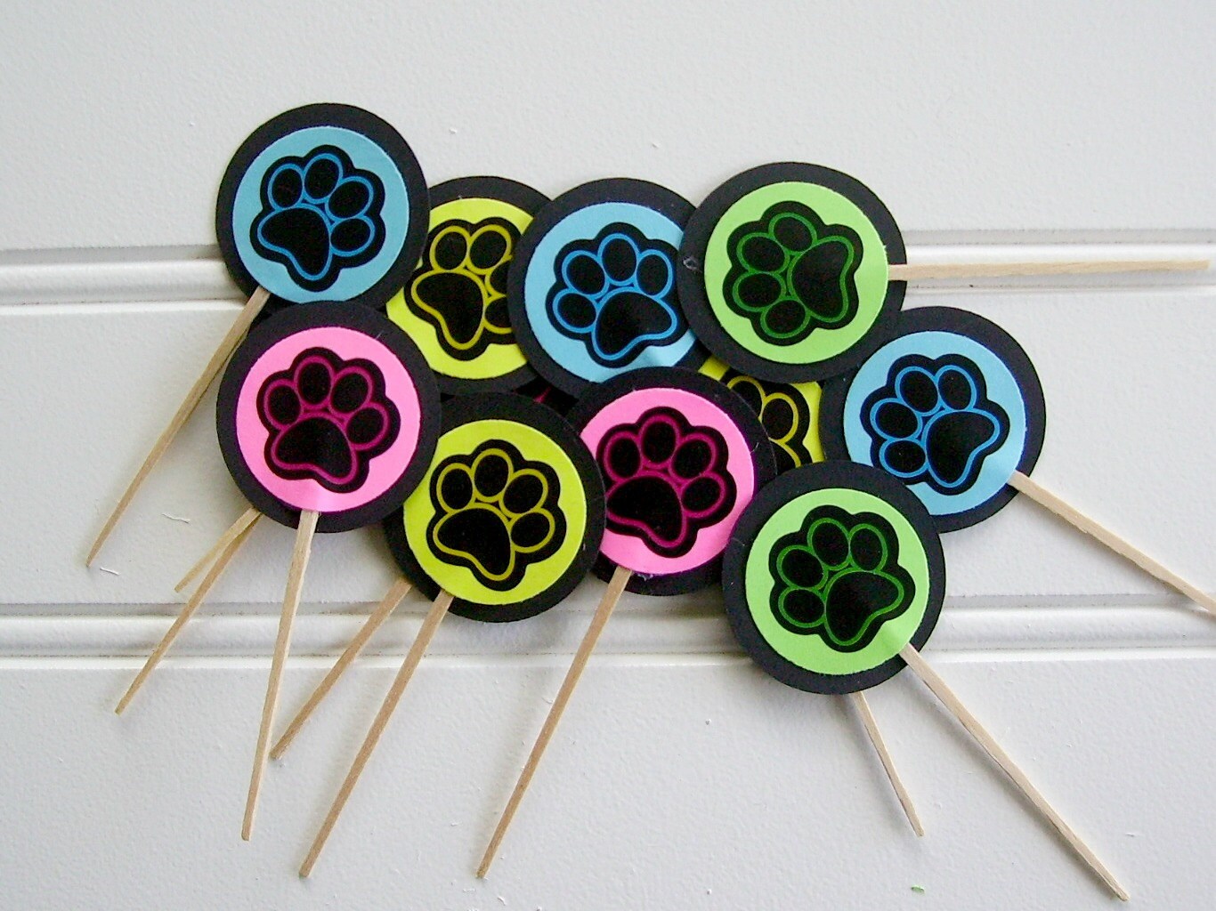 Paw Print Cupcake Toppers Pet Cupcake Toppers Kitty Puppy - Etsy