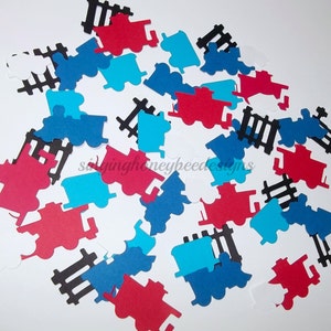 choo choo train confetti, train table scatter, train party decor, choo choo train embellishment, train birthday party, train baby shower