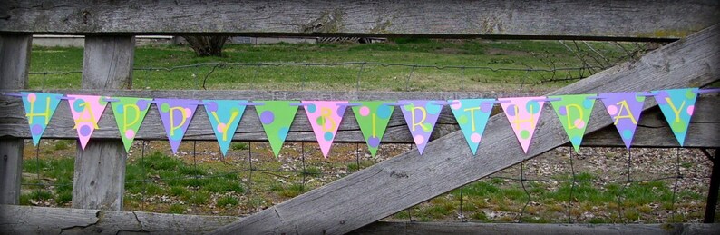 polka dot banner, happy birthday banner, bright party banner, polka dot birthday party decoration, bright party decor, polka dot baby shower image 3
