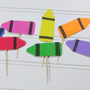 Color Crayon Cupcake Toppers, Color Crayon Birthday Party, Art Birthday ...