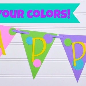 polka dot banner, happy birthday banner, bright party banner, polka dot birthday party decoration, bright party decor, polka dot baby shower image 2