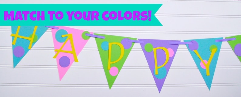 polka dot banner, happy birthday banner, bright party banner, polka dot birthday party decoration, bright party decor, polka dot baby shower image 2