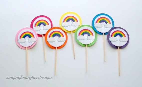 Rainbow Cake Toppers Rainbow Birthday Party Rainbow Baby Shower