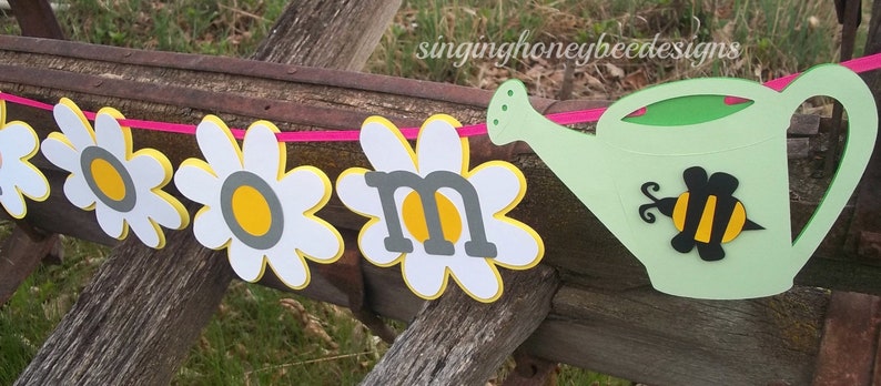 Garden party banner, daisy banner, Bloom banner, garden party birthday, spring baby shower, spring birthday party, gardening banner image 1