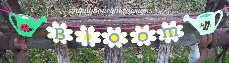 Garden party banner, daisy banner, Bloom banner, garden party birthday, spring baby shower, spring birthday party, gardening banner image 3