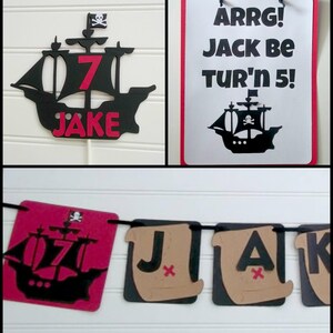 paquete de fiesta de cumpleaños barco pirata, bandera de cumpleaños pirata, fiesta de búsqueda del tesoro, conjunto de fiesta de cumpleaños pirata, tema del 1er cumpleaños pirata