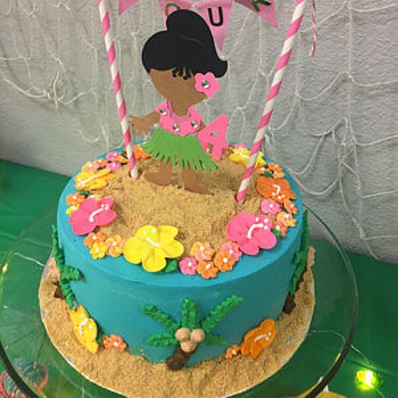 Arashigaoka Residente chico Hula chica topper Luau pastel hawaiano topper pastel de niña - Etsy España