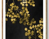 Golden Branches - Floral Art, Botanical Print, Leaf Print, Botanical Poster, Woodland Nursery, Watercolor Flowers, Forest Print, Nature Art