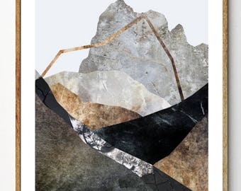 Abstract Mountain Artwork, Scandinavian Nature Print, Wall Decor Living Room, Wall Art Abstract Modern, Art Gift  // Awaken