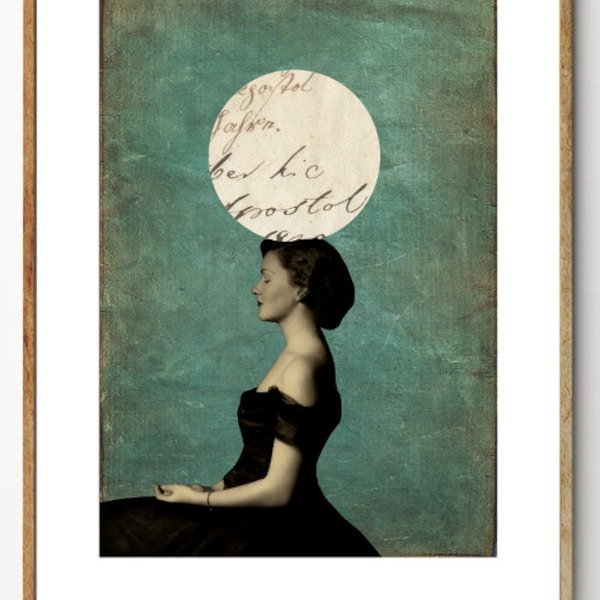Balancing Perfection - Surreal Art Print, Vintage Photography, Mixed Media Wall Art, Modern Home Decor, Vintage Women