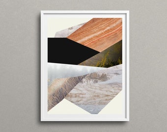 Modern Nature Art, Mountain Art Modern, Scandinavian Modern Print, Abstract Landscape Art, Volcano Art, Housewarming Gift // Helgafell