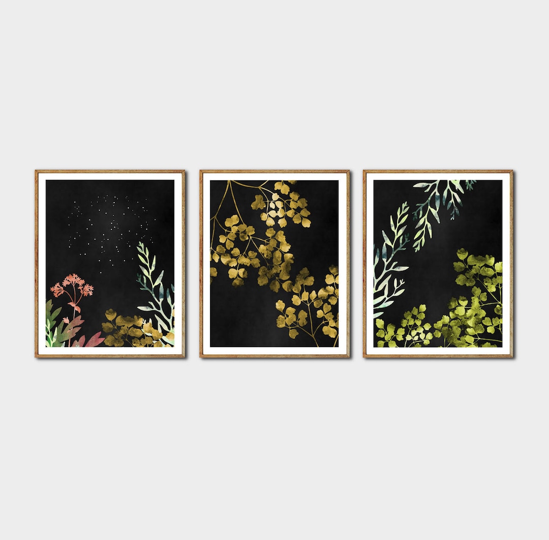 Botanical Art Set of 3 Nature Wall Art Set, Floral Poster Set, Modern