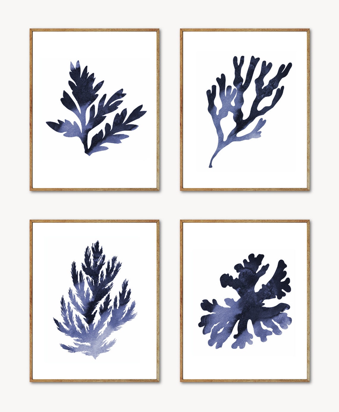 Blue Coral Wall Art Coral Print Set of 4 Beach Decor Etsy UK