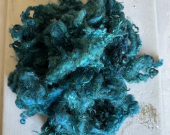 Dyed Border Leicester Wool Locks, Fleece, mermaid , 2 oz