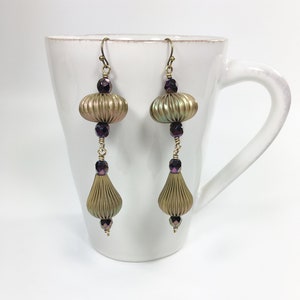 Eclectic Artsy Bold Brass Bead Statement Earrings, Unique Artisan Handmade Jewelry USA Shop