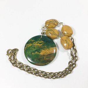 Chunky Large Bead Stone Pendant Statement Necklace, Natural Gemstones, Unique Earthy Artisan Jewelry