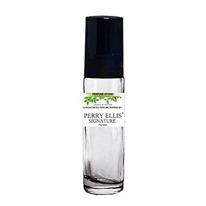 PE Signature Oil. Premium Custom Blend Perfume Oil. Similar Base Notes to Original Fragrance for Men. Clear Glass 10ml Roll On, Black Cap image 1