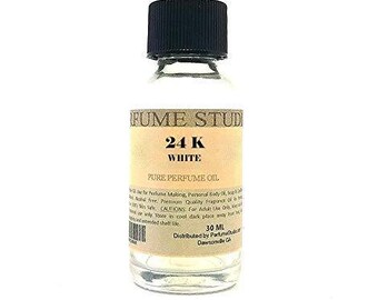 Pure Perfume 24K White Oil for Perfume Making, Personal Body Oil, Soap, Candle Making & Incense; Splash-On Clear Glass Bottle.