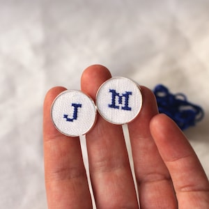 Personalized gift for him Embroidered cufflinks Cotton anniversary gift for him Wedding anniversary gift Gift for dad FREE TRACKING SHIPPING image 4