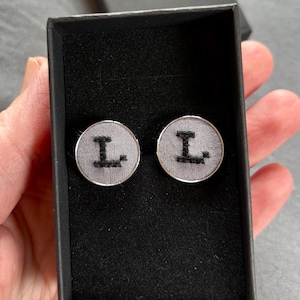 Regalo del día del padre Regalo personalizado para él Gemelos bordados a mano personalizados Regalo de aniversario de algodón para él Regalo de aniversario de bodas