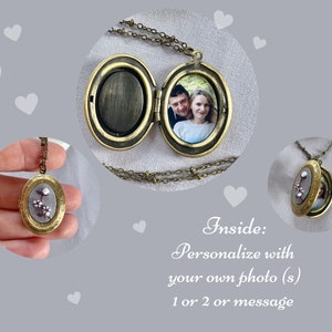 Cotton anniversary gift for wife 2nd wedding anniversary gift for her Locket with photos Cotton flowers Custom locket image 4