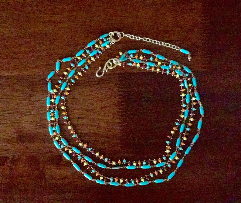Brass Mixed Bead Necklace Multicolor Turquoise & Brass Etsy