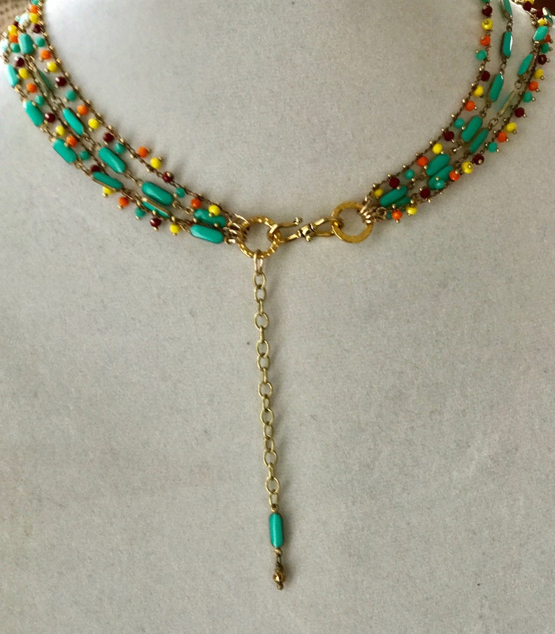 Brass Mixed Bead Necklace Multicolor Turquoise & Brass Etsy