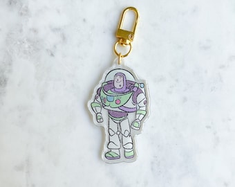 Buzz Lightyear Bag Charm: Toy Story Keychain with Gold Hardware
