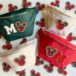 Christmas Large Fanny Pack // Plaid Mouse // Customizable // Two Bag Sizes