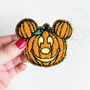 Halloween Mouse Pumpkin Face Iron-On Patch