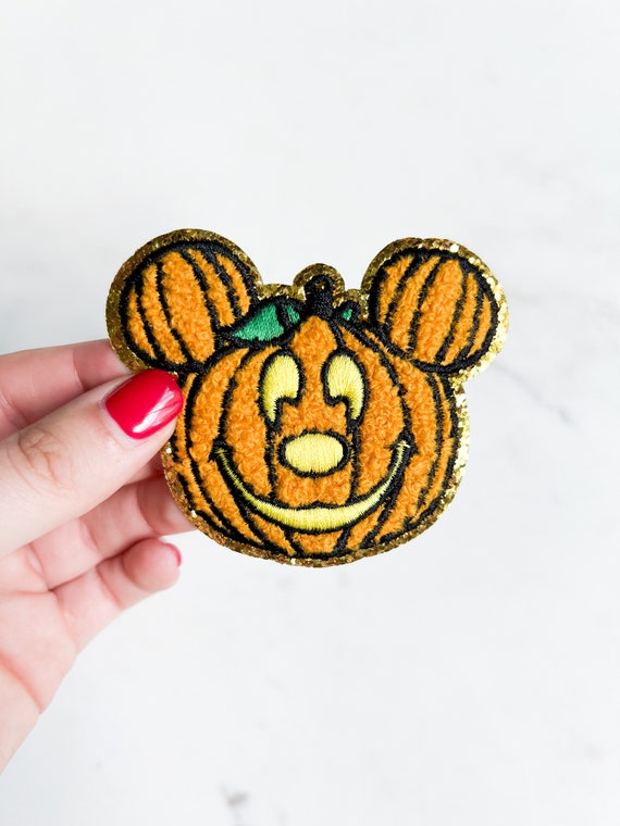 Halloween Mouse Pumpkin Face Iron-On Patch