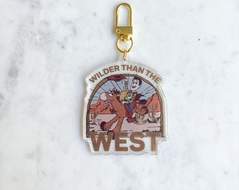 Retro Toy Sheriff Bag Charm: Glitter Acrylic Keychain