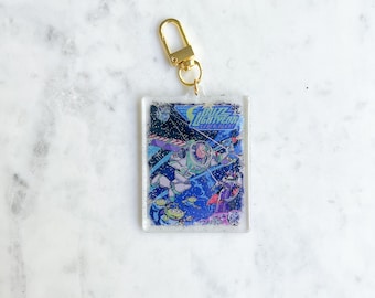 Retro Toy Box Bag Charm: Glitter Epoxy Keychain