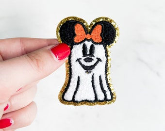 Halloween Mouse Ghost Patch // Iron on// Theme Park Belt Bag/Aden + Louise New Ghost Patch Design 2024
