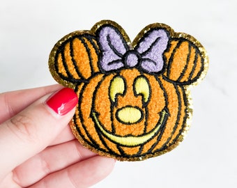 Girl Mouse Pumpkin Patch Iron-On Patch