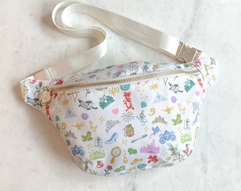 Princess Icons Belt Bag // Aden + Louise Exclusive Design // Theme Park Belt Bag // Ready to Ship
