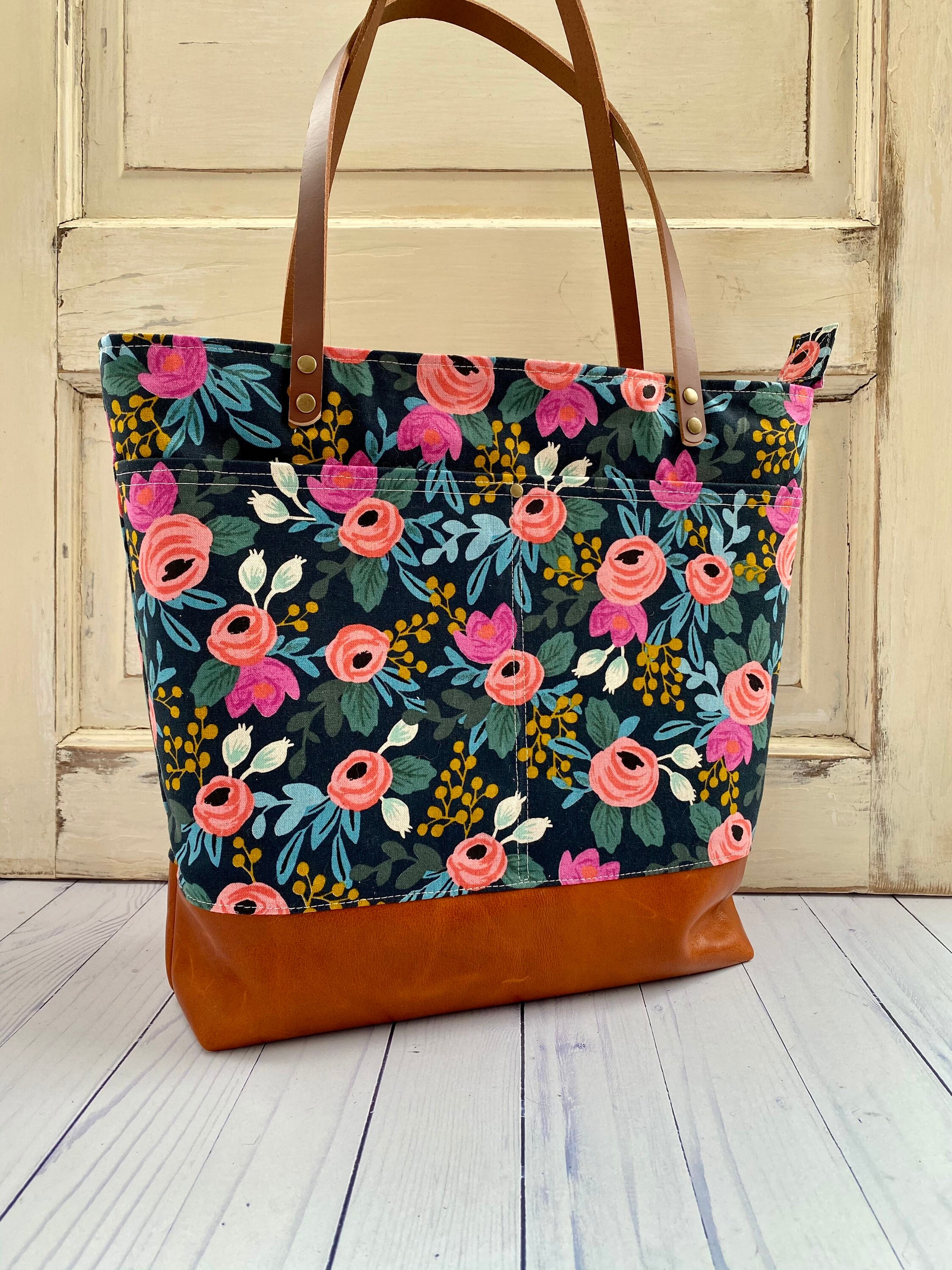 Rifle Paper Co tote bag floral tote leather tote les Etsy