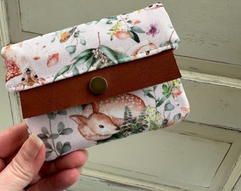 Minimalist wallet, mini,Noodlehead wallet, slim wallet, card holder,RFID blocking, woodland animals fabric