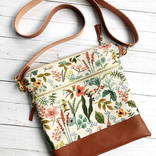 floral canvas crossbody bag