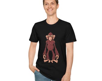 Camiseta gráfica con mono divertido, ilustración de simio peculiar