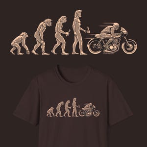 Evolution of Cafe Racer Motorcycle T-Shirt, Apex Predator Design