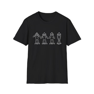Camiseta divertida con texto &quot;No veo el mal, no escucho el mal, no hablo el mal&quot;, estilo suave, divertida, novedosa, ropa unisex, regalo para amantes de los animales