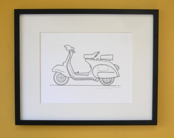 1965 Vespa 150 VBB Letterpress Poster